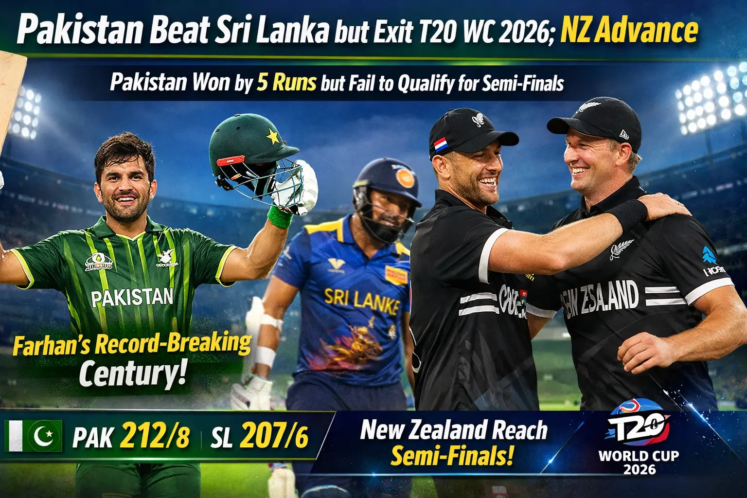 Pakistan vs Sri Lanka: Dramatic Five-Run Win Sends New Zealand Into T20 World Cup 2026 Semi-Finals